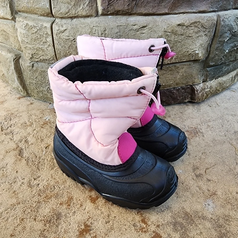 Pink and Black Kamik Girls Snow Boots Size 8